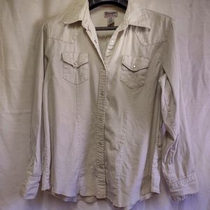 Wrangler Women's Tan Western Style Shirt snap down size Large